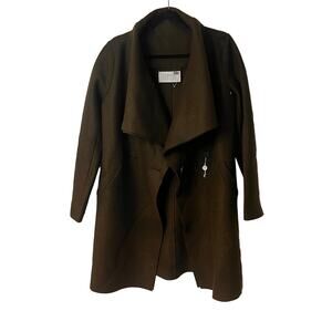 NEW Harris Wharf London Olive Green Wool Draped Front Coat Size 10